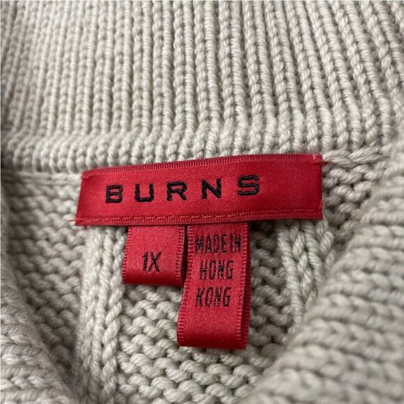 BURNS Wool Knit Duster Sweater Dress Womens 1X Vintage Tan Beige Long Cardigan - Picture 6 of 15